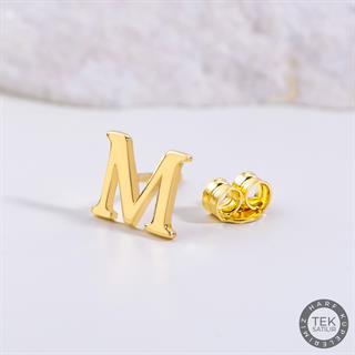 14 Ayar Altın M Harf Küpe