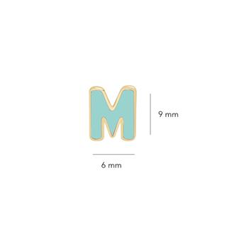 14 Ayar Altın Mineli M Harf Küpe