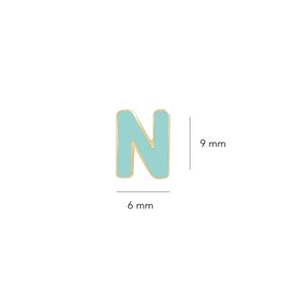 14 Ayar Altın Mineli N Harf Küpe