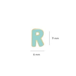 14 Ayar Altın Mineli R Harf Küpe