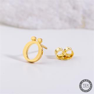 14 Ayar Altın Ö Harf Küpe