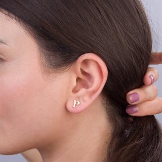 14 Ayar Altın P Harf Küpe