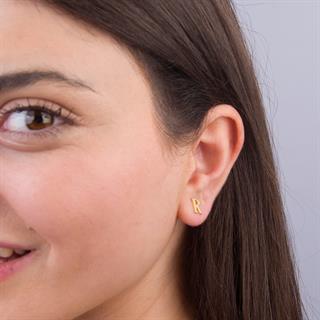 14 Ayar Altın R Harf Küpe