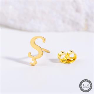 14 Ayar Altın Ş Harf Küpe