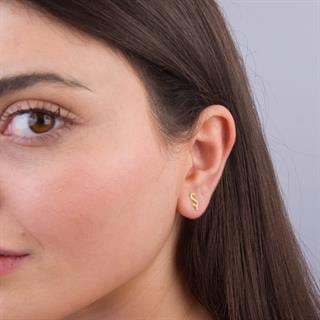 14 Ayar Altın Ş Harf Küpe