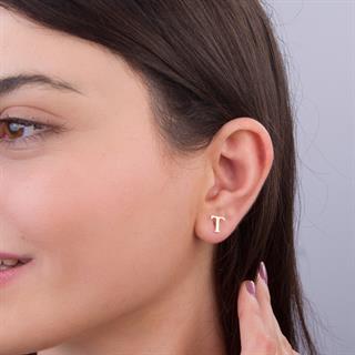 14 Ayar Altın T Harf Küpe