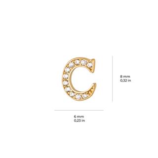 14 Ayar Altın Taşlı C Harf Küpe