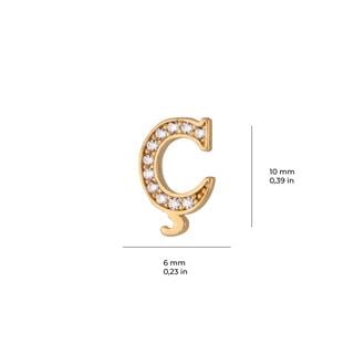 14 Ayar Altın Taşlı Ç Harf Küpe