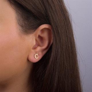 14 Ayar Altın Taşlı C Harf Küpe