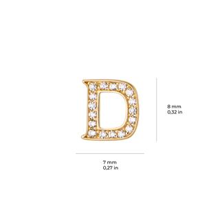 14 Ayar Altın Taşlı D Harf Küpe