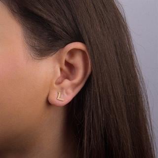 14 Ayar Altın Taşlı L Harf Küpe