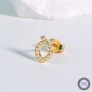 14 Ayar Altın Taşlı Ö Harf Küpe