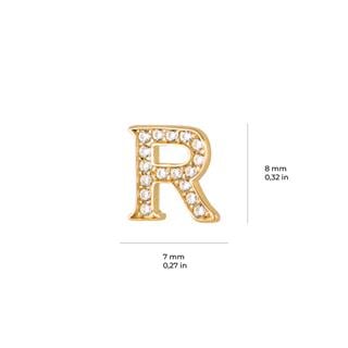 14 Ayar Altın Taşlı R Harf Küpe