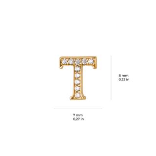 14 Ayar Altın Taşlı T Harf Küpe