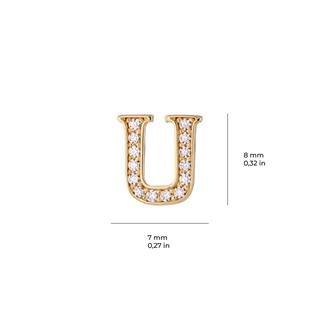 14 Ayar Altın Taşlı U Harf Küpe