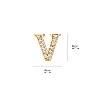 14 Ayar Altın Taşlı V Harf Küpe
