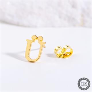 14 Ayar Altın Ü Harf Küpe