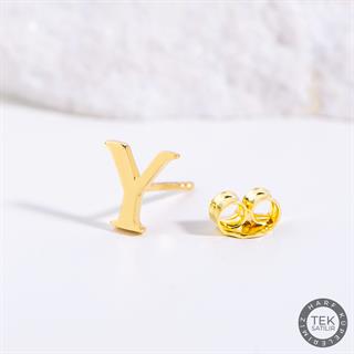 14 Ayar Altın Y Harf Küpe