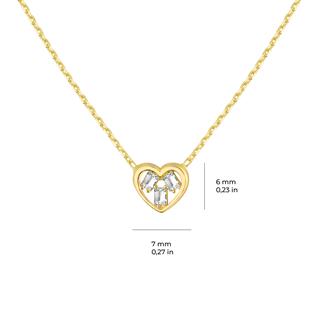 14 Ayar Altın Baget Taşlı Kalp Kolye