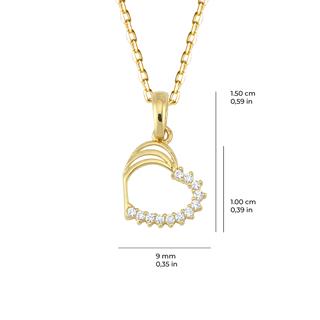 14 Ayar Taşlı Kalp Altın Kolye