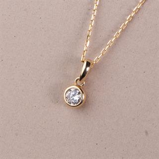 14 Ayar Altın Tek Taş Kolye