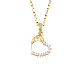 14 Ayar Taşlı Kalp Altın Kolye