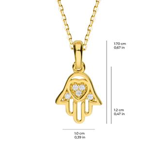 14 Ayar Fatma Ana Eli Altın Kolye