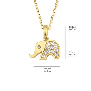 14 Ayar Fil Taşlı Altın Kolye