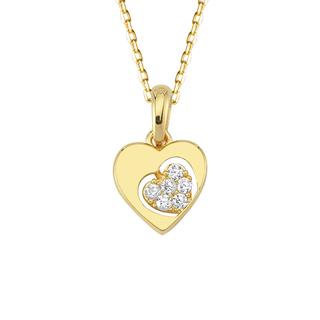 14 Ayar Kalp Taşlı Altın Kolye