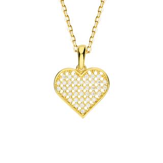 14 Ayar Kalp Taşlı Altın Kolye