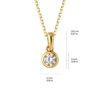 14 Ayar Altın Tek Taş Kolye