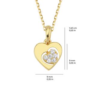 14 Ayar Kalp Taşlı Altın Kolye