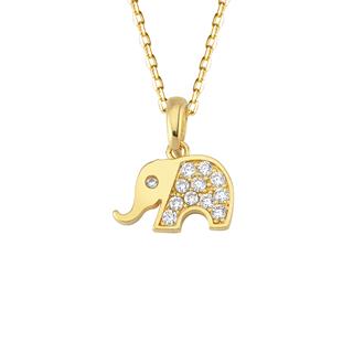 14 Ayar Fil Taşlı Altın Kolye