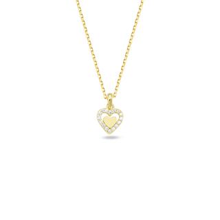 14 Ayar Altın Taşlı Kalp Kolye