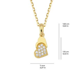 14 Ayar Kalp Taşlı Altın Kolye