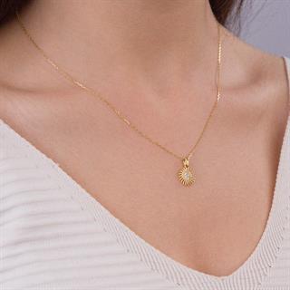 14 Ayar Altın Taşlı Güneş Kolye