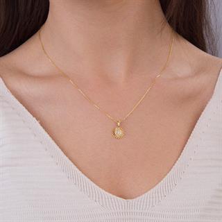 14 Ayar Altın Taşlı Güneş Kolye