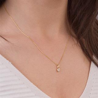 14 Ayar Altın Tek Taş Kolye