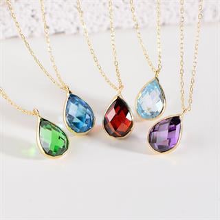 14 Ayar Altın Damla Taşlı Kolye