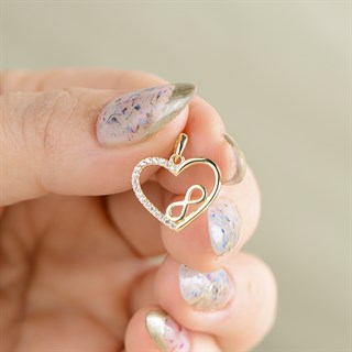 14 Ayar Altın Kalp ve Sonsuzluk Kolye Ucu