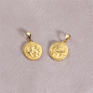 14 Ayar Altın Antik Madalyon Kolye Ucu