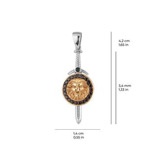 14 Ayar Altın Aslan Figürlü Kılıç Madalyon Kolye Ucu