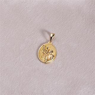 14 Ayar Altın St Christopher Madalyon Kolye Ucu