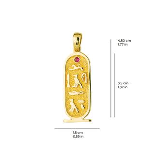14 Ayar Altın Antik Mısır Hiyeroglif Kartuş Kolye Ucu