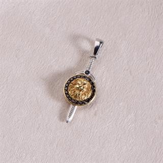 14 Ayar Altın Aslan Figürlü Kılıç Madalyon Kolye Ucu