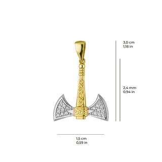 14 Ayar Altın Çift Taraflı Viking Balta Kolye Ucu