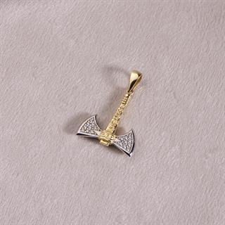 14 Ayar Altın Çift Taraflı Viking Balta Kolye Ucu