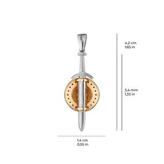 14 Ayar Altın Aslan Figürlü Kılıç Madalyon Kolye Ucu