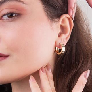 14 Ayar İtalyan Halka Desenli Altın Küpe