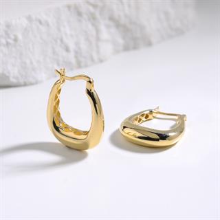 14 Ayar İtalyan Parlak Halka Altın Küpe